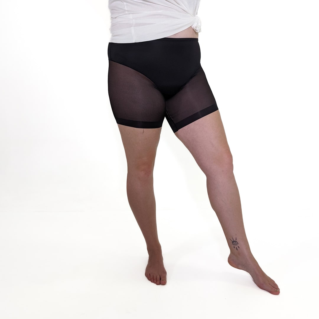 Plus Size lightweight sheer anti chafing pantyhose shorts - black/beige XL  to 6X