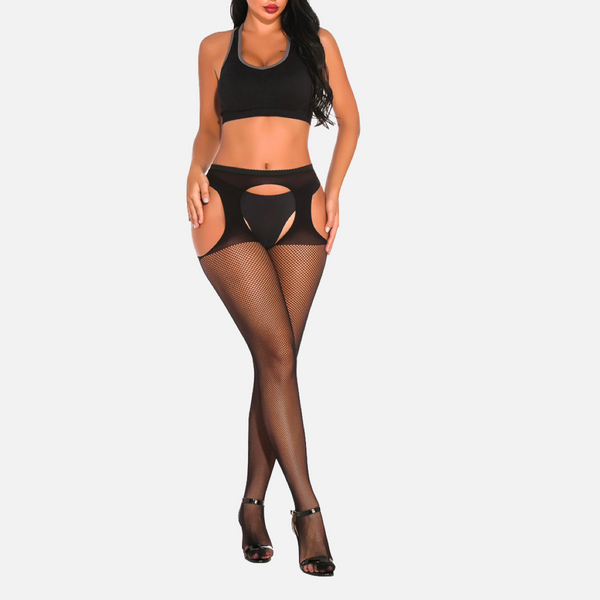 Fine Fishnet Stockings with Built-in Suspender – Stocking Riot